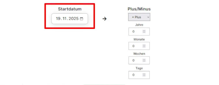 Datumrechner Startdatum eingeben