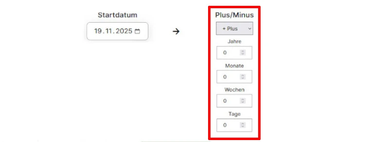 Datumrechner Enddatum eingeben