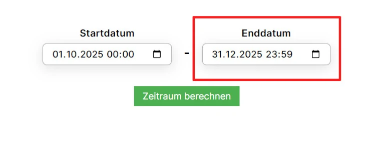 Zeitrechner Enddatum eingeben